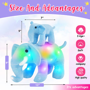 Athoinsu 13'' Light up Stuffed Musical Elephant Plush Mother Baby Animals - Glow Guards