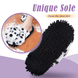 Spot Dog Microfiber Mop Slippers Women Floor Dust Dirt Cleaning Slipper Cartoon House Office Home Room Gift Holiday