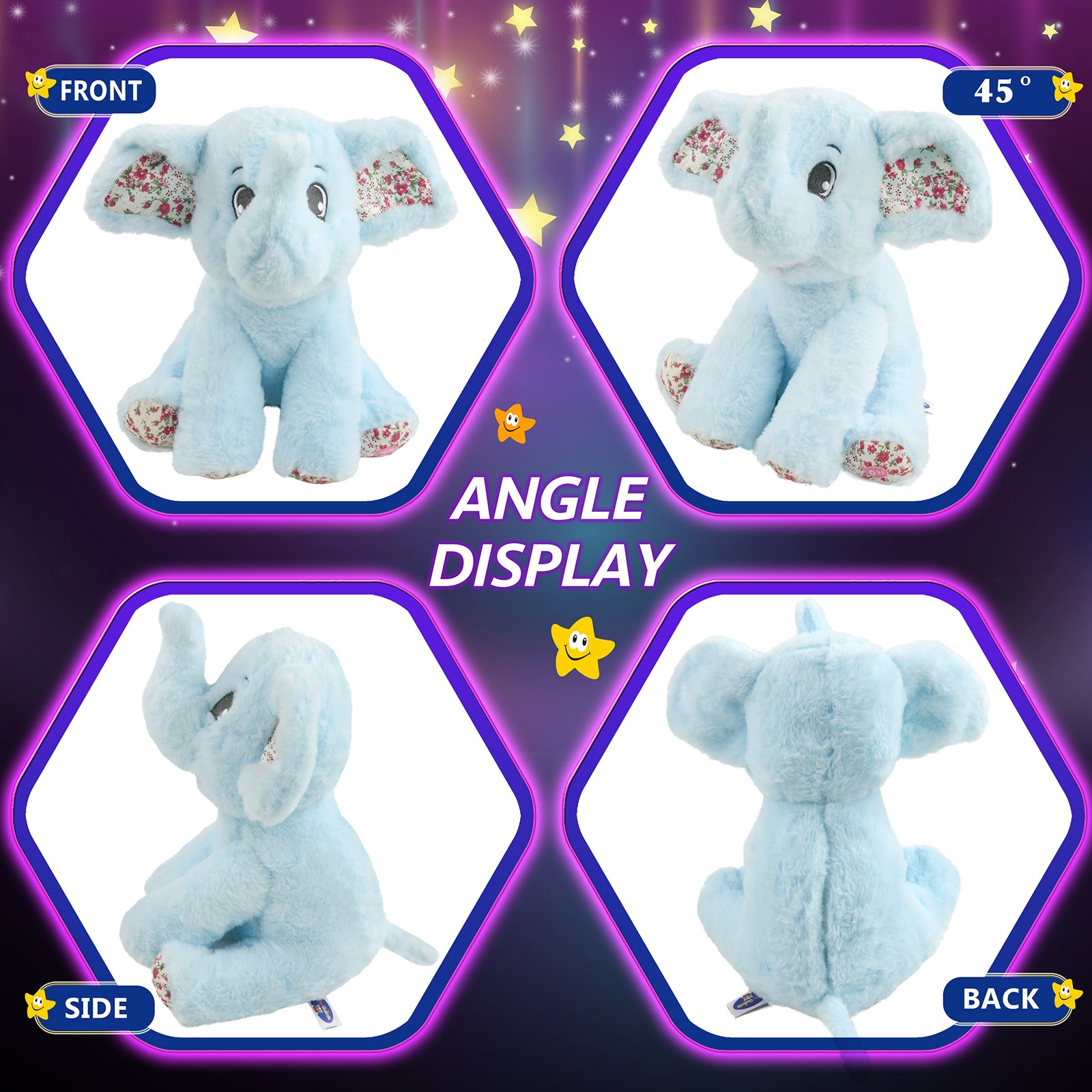 Bstaofy Light up Elephant Plush Blue Cozy Floppy LED Stuffed - Glow Guards
