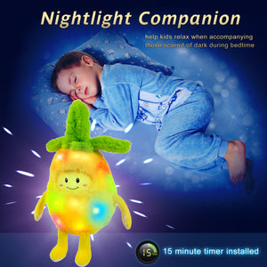 Bstaofy LED Pineapple Plush Yellow Cozy Floppy Stuffed - Glow Guards