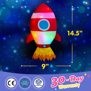 Bstaofy Light up Red Rocket Plush Toys Stuffed LED Glow Soft Cozy Nightlight, 14.5'' - Glow Guards