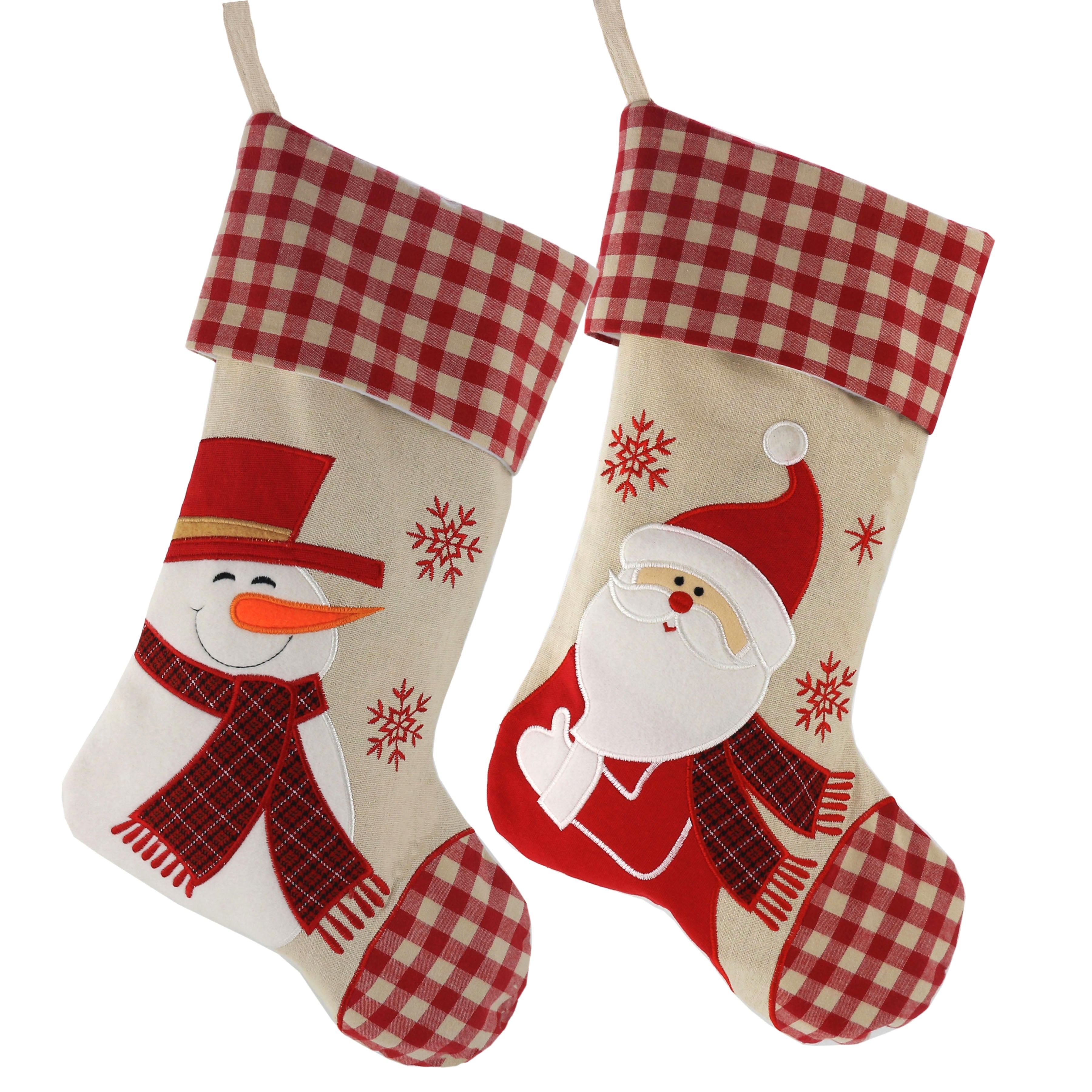 Christmas stockings set of 2 classic red palid, 17'' | Bstaofy - Glow Guards