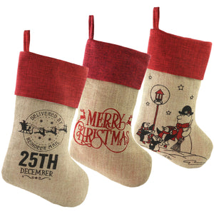 18’’ burlap Christmas stockings set of 3 | Bstaofy - Glow Guards