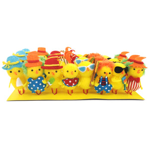 chenille Easter chicks set figures, pack of 24, 2 inches - Glow Guards