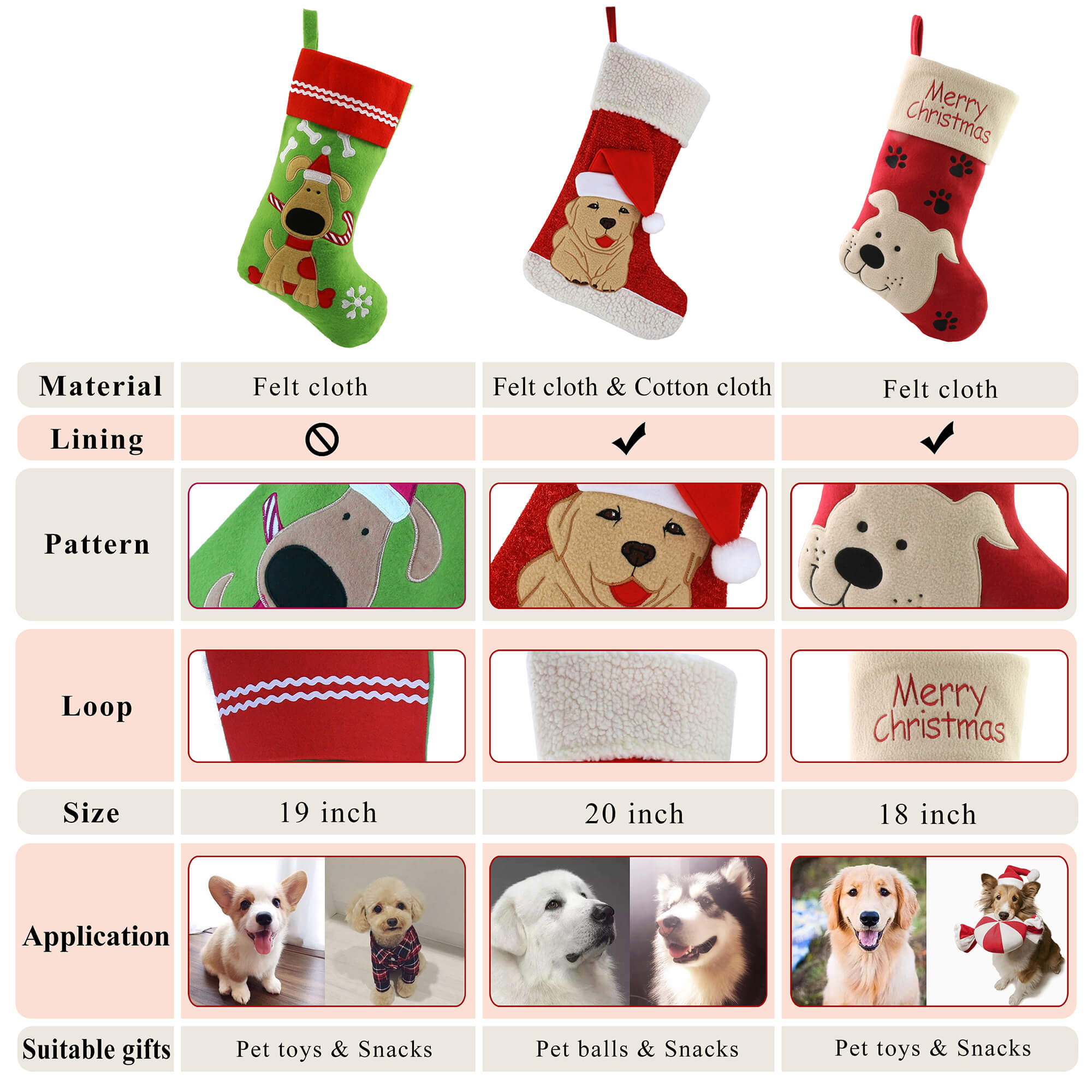Pet Christmas Stockings, 20 Inch - Glow Guards