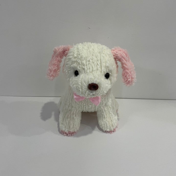 LED Light up Musical Dog Stuffed Animal Singing Colorful Cute Soft Plush Floppy Puppy Toy Night Glow in the Dark Winter Christmas Birthday Gifts for Kids Toddlers, White, 10''