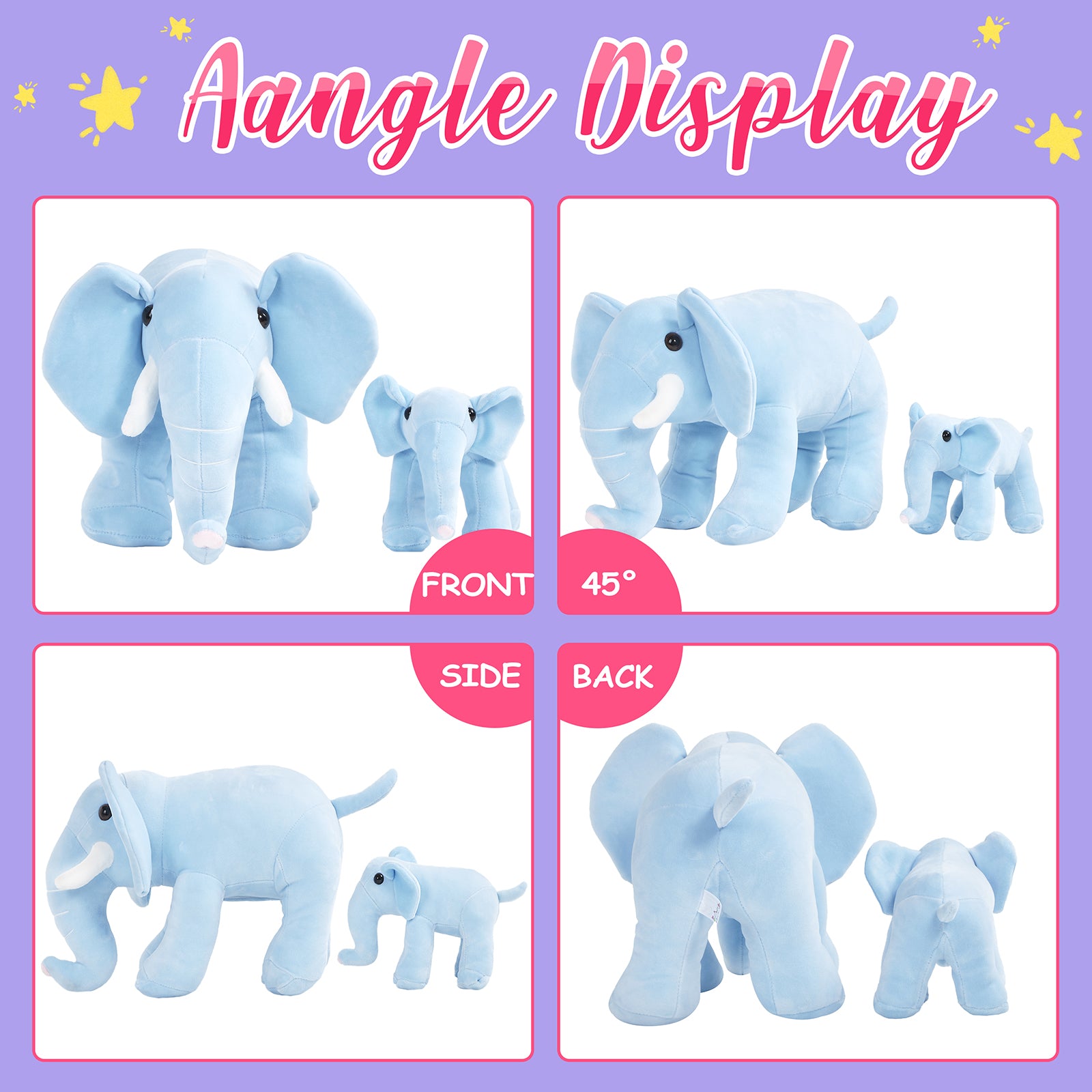 Athoinsu 13'' Light up Stuffed Musical Elephant Plush Mother Baby Animals - Glow Guards