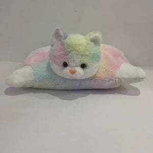 LED Musical Rainbow Cat Stuffed Animal Creative Singing Night Light Pillow Colorful Cute Plush Soft Lovely Toy Bedtime Doll Sofa Decoration Festivals Birthday Gifts, 16"