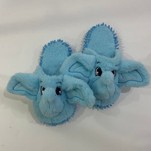 Cute Blue Elephant Mop Slipper Warm Fuzzy Microfiber Dusting Animal Slippers, Chenille Floor Cleaning Funny Rabbit Mopping House Shoes Gifts For Girls/Women