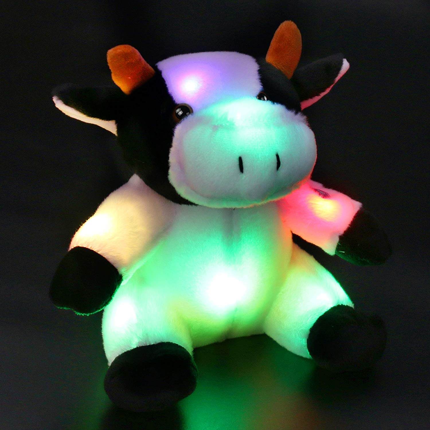 light up dairy stuffed cattle plush toy, 9'' | Bstaofy - Glow Guards