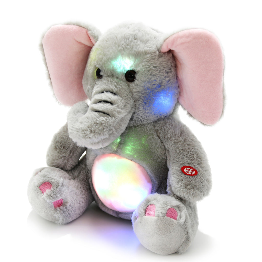 light up stuffed elephant, gray, 13 inch | Bstaofy - Glow Guards