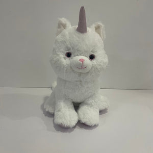 LED Angel Cat Stuffed Animal Glowing Night Light Cute Plush Toy Doll Gifts for Decoration Festivals Birthdays Kids Women, White, 13"