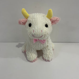 LED Light up Bull Stuffed Farm Animal Colorful Cute Soft Plush Floppy Toy Night Glow in the Dark Winter Christmas Easter Birthday Gifts for Kids Toddlers, White, 10''
