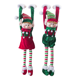 flexible Christmas elves dolls on doorknot decor, 2pc, 30'' | Bstaofy - Glow Guards