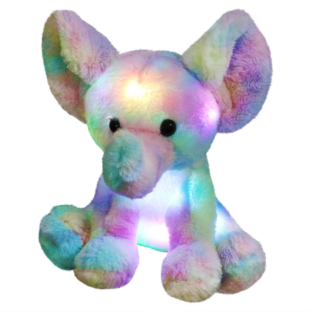 Glow Guards 12’’ Light up Rainbow Elephant Stuffed Animals - Glow Guards