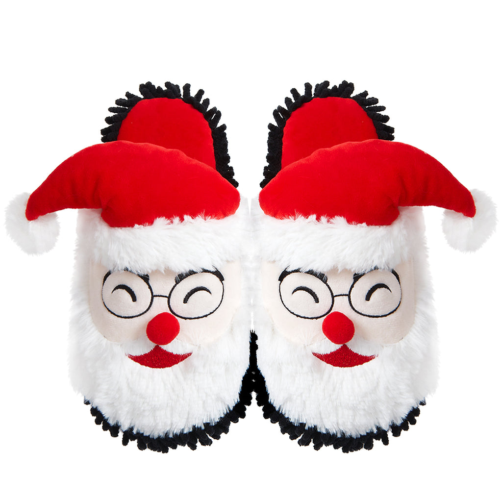 Cute Plush Fuzzy Christmas Slippers Casual Santa Mop Shoes Soft Warm Comfort Fleece for Kids Women Men Winter Indoors
