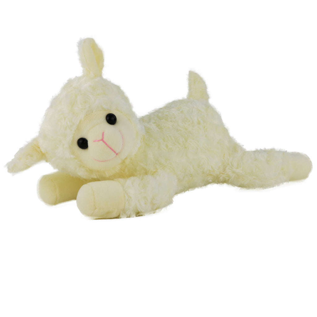 lamb stuffed animal soft toy for baby, 15 inch, White - Glow Guards