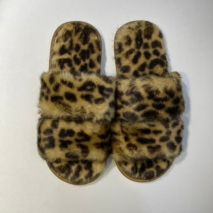 Women's Tie-dye Leopard Print Cross Band Soft Plush Fleece House Indoor or Outdoor Slippers