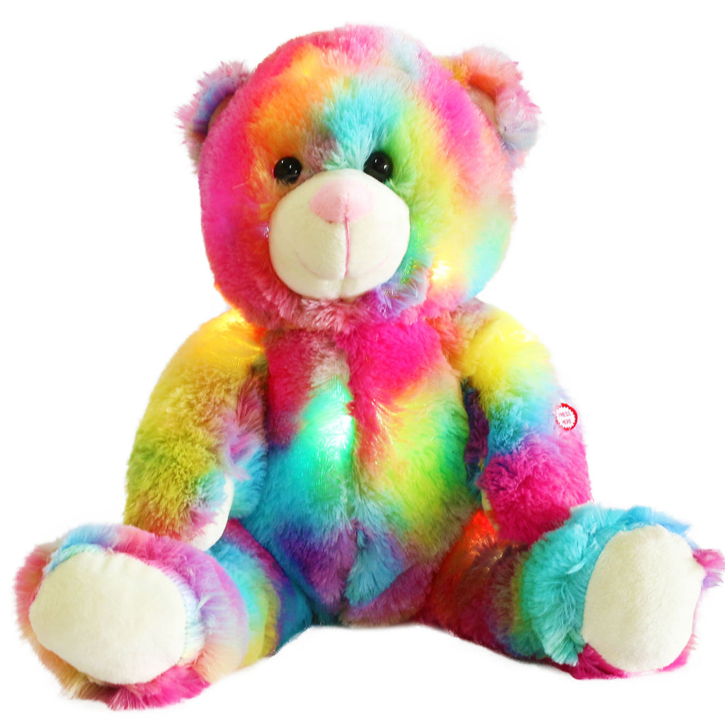 rainbow teddy bear with night light stuffed toy, 12-Inch | Bstaofy - Glow Guards