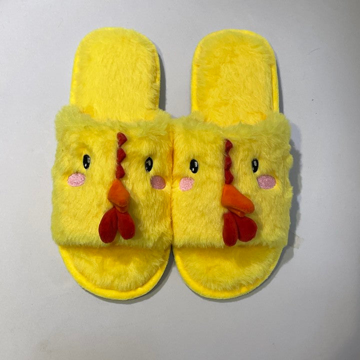 Unisex Baby Fleece Slippers Infant Boys Girls Cartoon Soft Sole Anti-Slip Moccasins - Toddler Stay on House Chicken Shoes