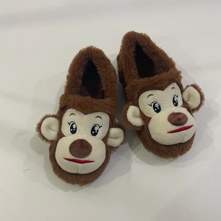 Cute Warm Brown Monkey Slipper Warm Fuzzy Animal Slippers House Shoes Gifts For Girls/Boys