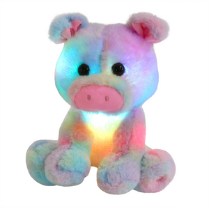 Glow Guards 12’’ Light up Rainbow Stuffed Pig LED Farm Animals Soft Plush Toy - Glow Guards
