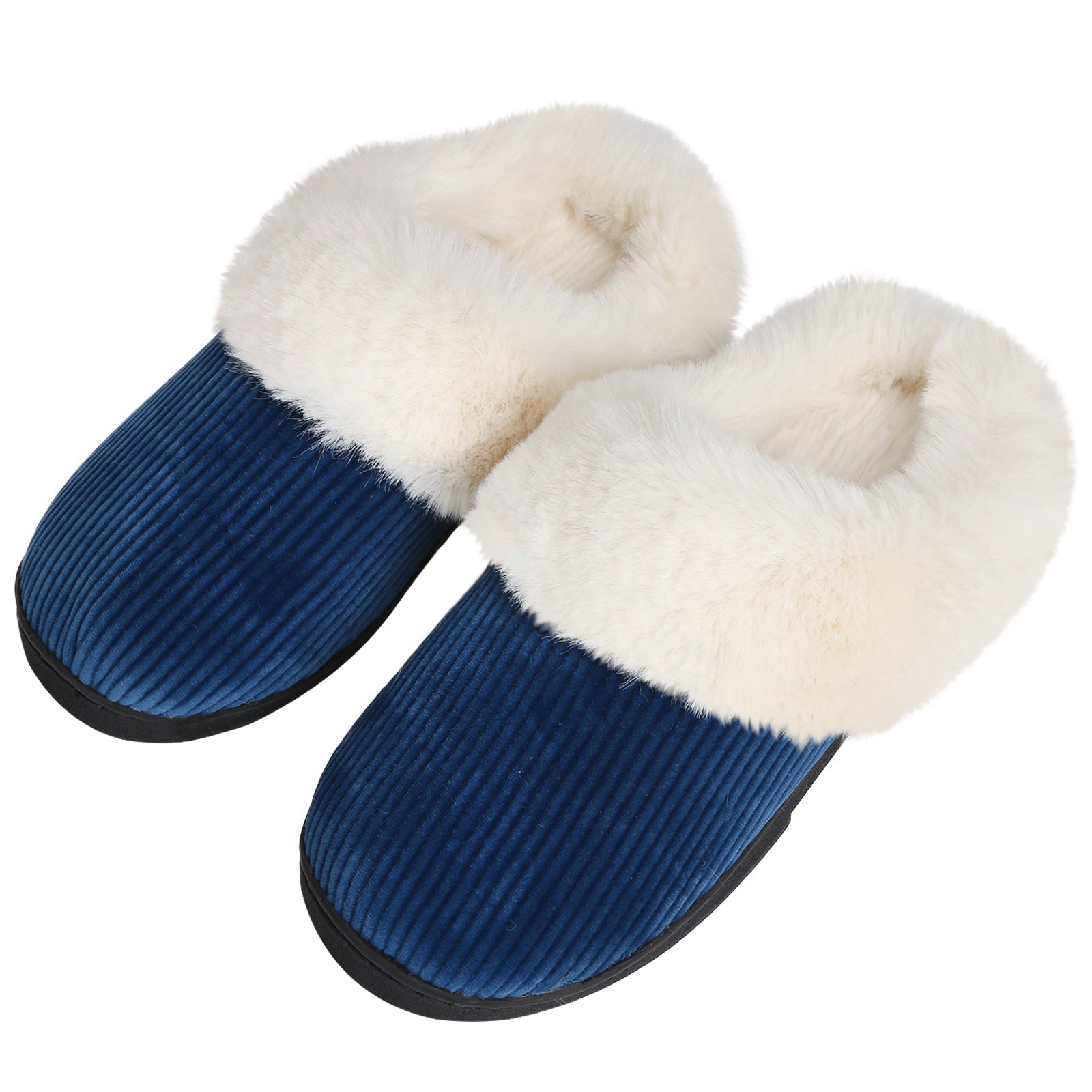Faux Fur Heeled Slippers Non-Skid Soft Memory Foam Slip-on Cute Casual Home Shoes Fuzzy Comfy Cozy Warm Winter for Women Indoor