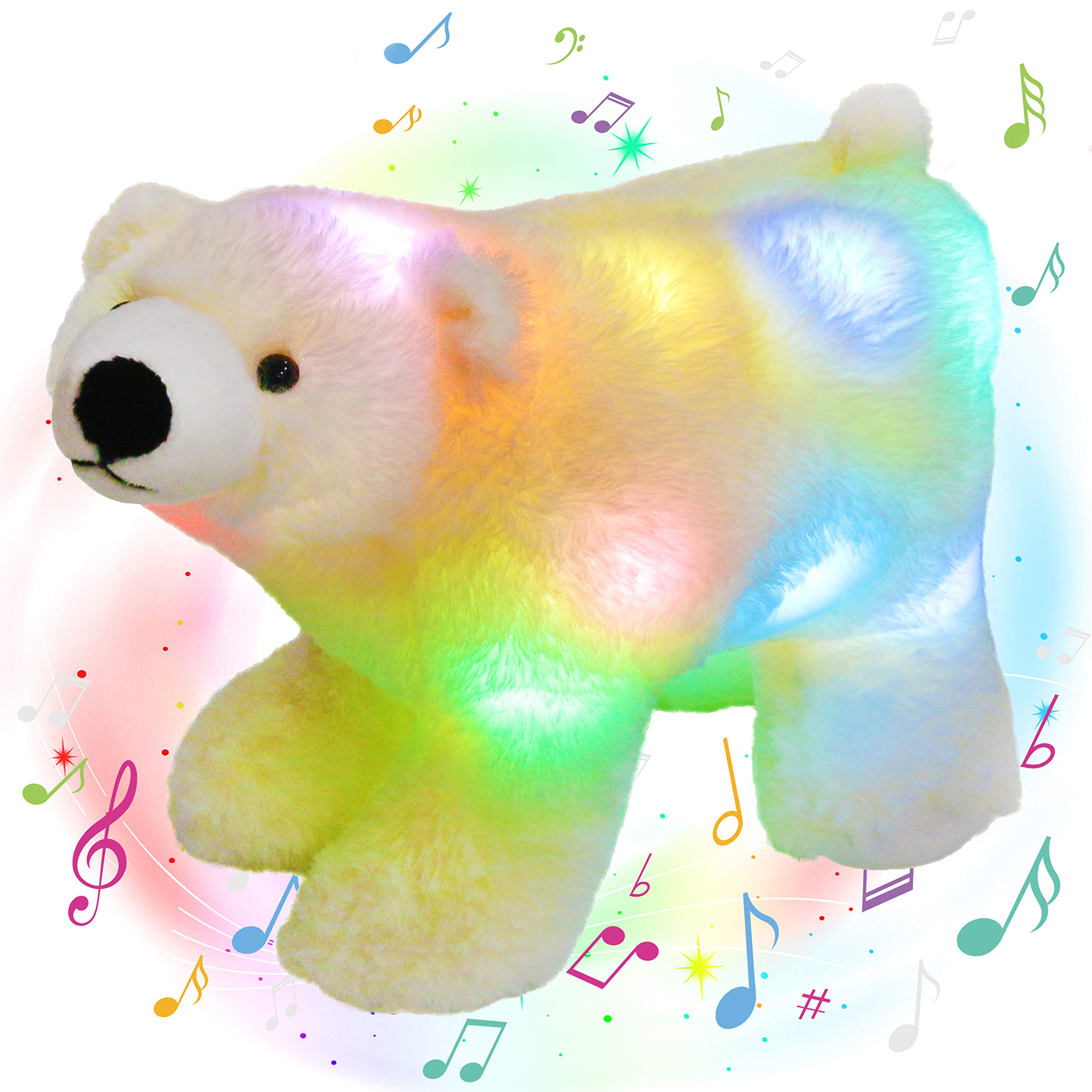 Glow Guards Musical Light up Stuffed Polar Bear Singing Soft Plush Toy, 12’’ - Glow Guards