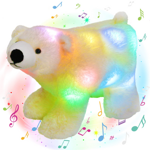 Glow Guards Musical Light up Stuffed Polar Bear Singing Soft Plush Toy, 12’’ - Glow Guards