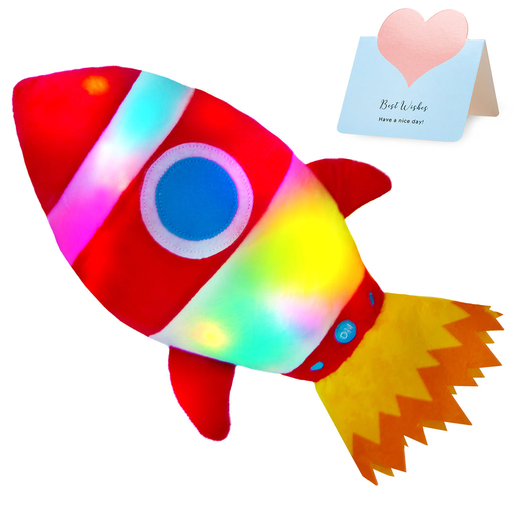 Bstaofy Light up Red Rocket Plush Toys Stuffed LED Glow Soft Cozy Nightlight, 14.5'' - Glow Guards