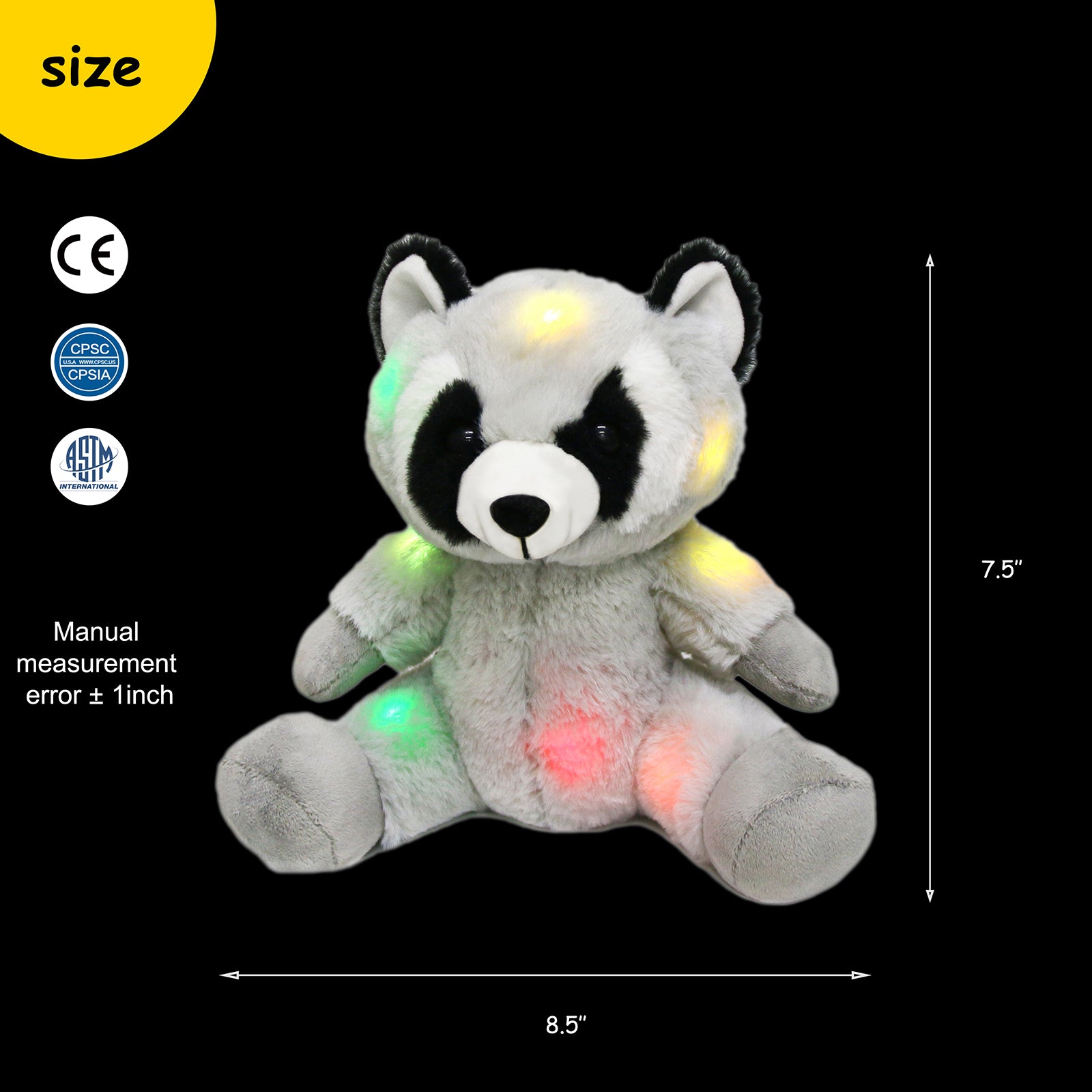 Bstaofy LED Raccoon Stuffed Animal Glow Soft Plush Toy - Glow Guards