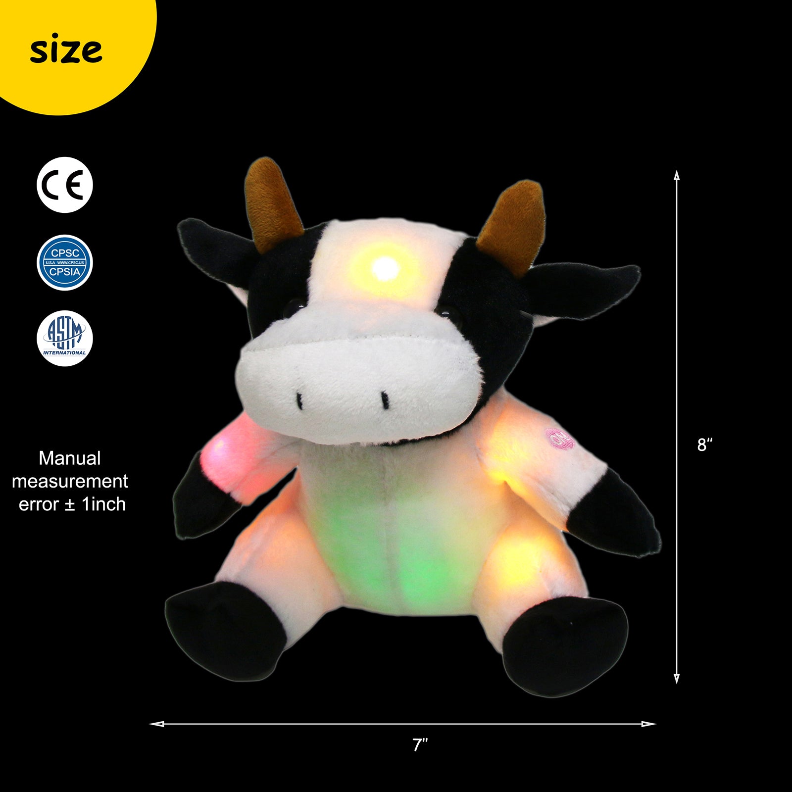 Bstaofy 9'' Glow Dairy Cow Stuffed Animal Light Up - Glow Guards