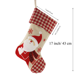 Christmas stockings set of 2 classic red palid, 17'' | Bstaofy - Glow Guards