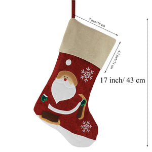 linen Christmas stockings set of 2 snowman and Santa, 17'' | Bstaofy - Glow Guards