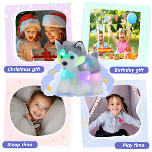 Bstaofy 12'' Musical Light up Husky Puppy Realistic LED Singing Dog Soft Plush Toy - Glow Guards