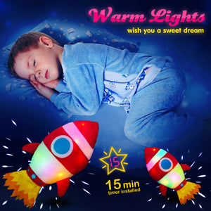Bstaofy Light up Red Rocket Plush Toys Stuffed LED Glow Soft Cozy Nightlight, 14.5'' - Glow Guards