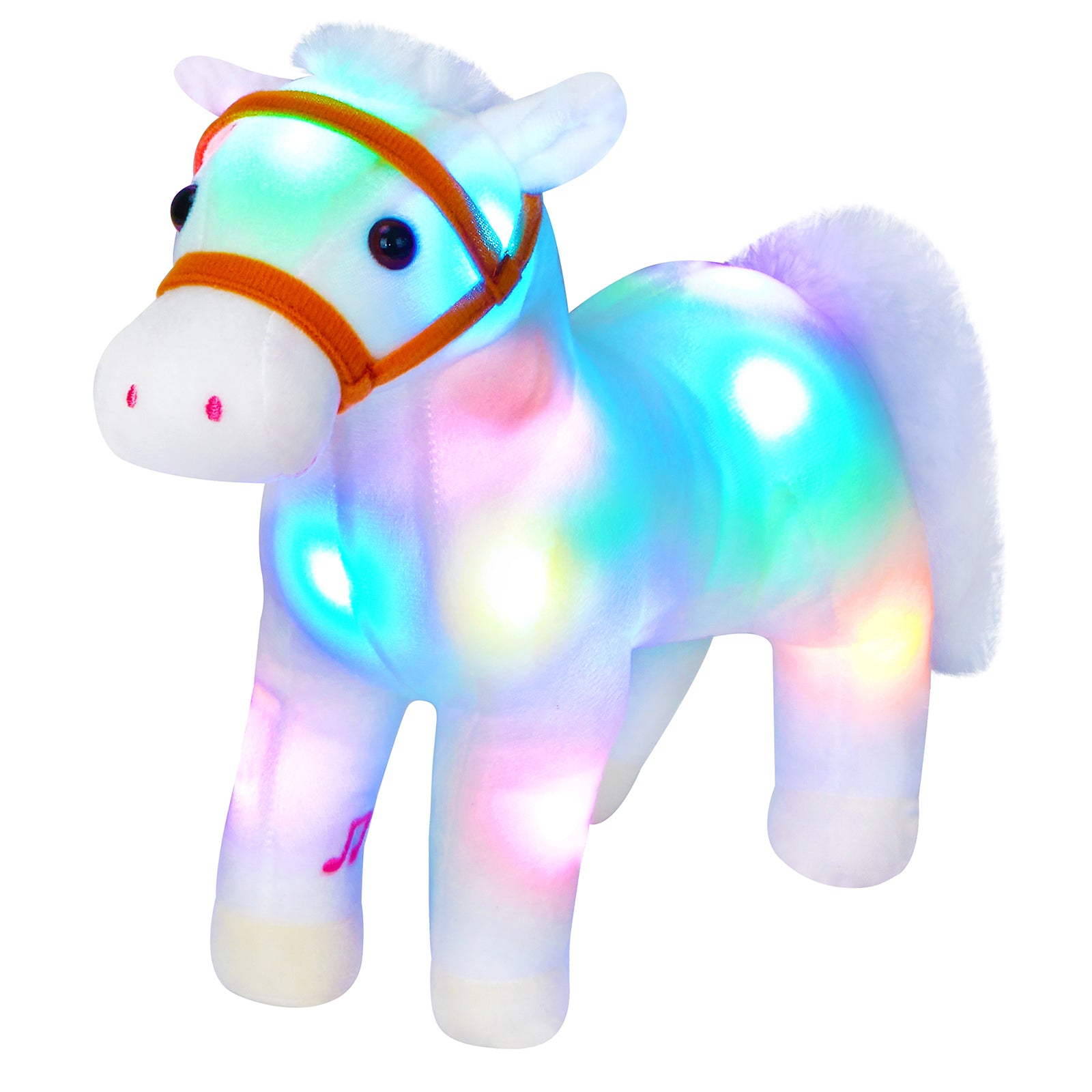 Athoinsu 12'' Light up White Horse LED Stuffed Animals - Glow Guards