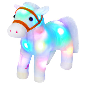 Athoinsu 12'' Light up White Horse LED Stuffed Animals - Glow Guards