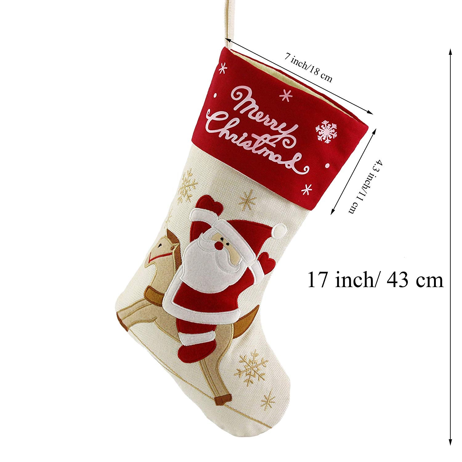 Christmas stockings set of 3 for family with border  17'' | Bstaofy - Glow Guards