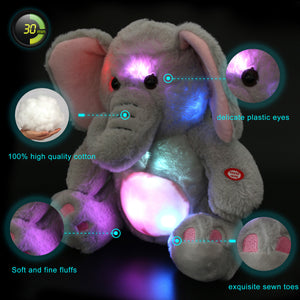 light up stuffed elephant, gray, 13 inch | Bstaofy - Glow Guards