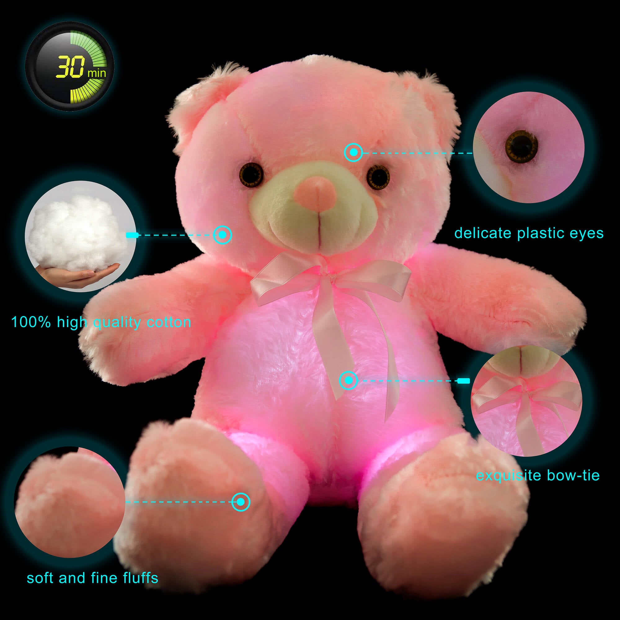 light up teddy bear LED stuffed animals, 20-Inch | Bstaofy - Glow Guards