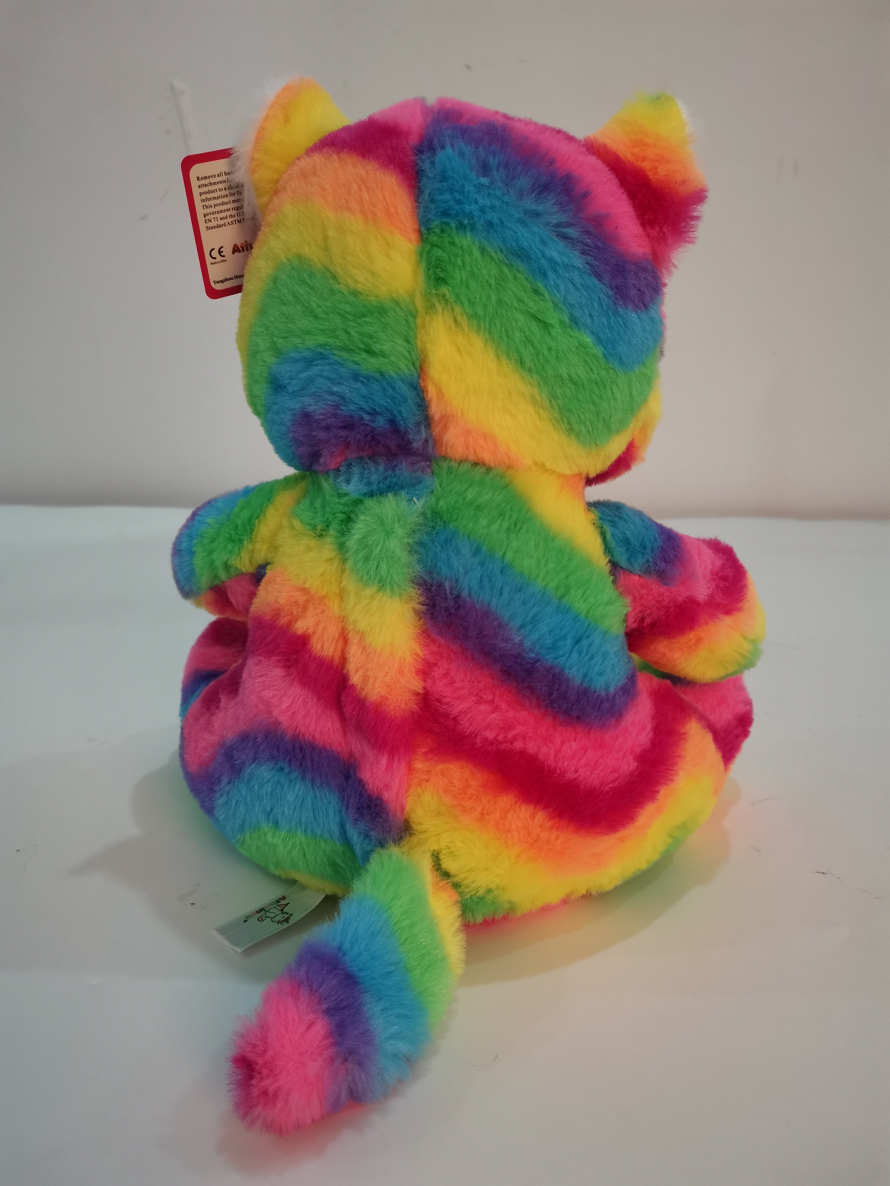 LED Light Up Stuffed Animal Cat Plush Sleep Toy for Toddlers, Kids, Boys & Girls, Valentines, Easter, Baby, Rainbow