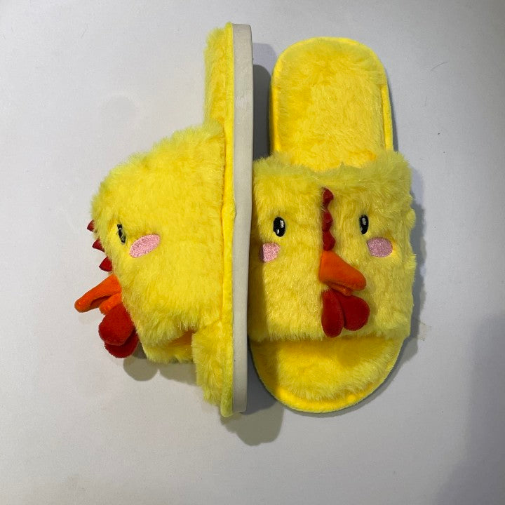 Unisex Baby Fleece Slippers Infant Boys Girls Cartoon Soft Sole Anti-Slip Moccasins - Toddler Stay on House Chicken Shoes