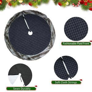 36''/48'' black buffalo Christmas tree skirt fur trim| Bstaofy - Glow Guards