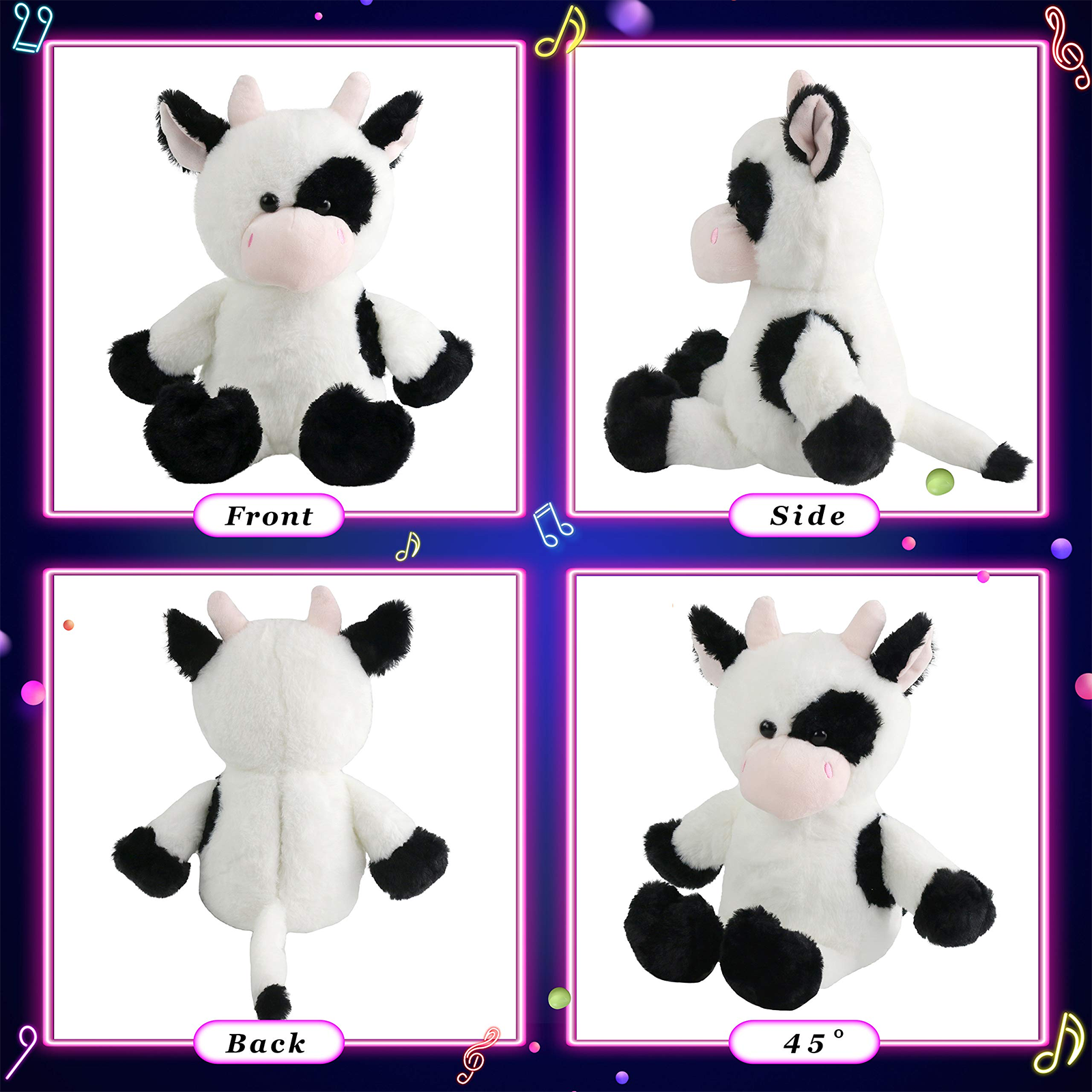 Glow Guards 15’’ Light up Stuffed Dairy Cow Soft Plush Toy - Glow Guards