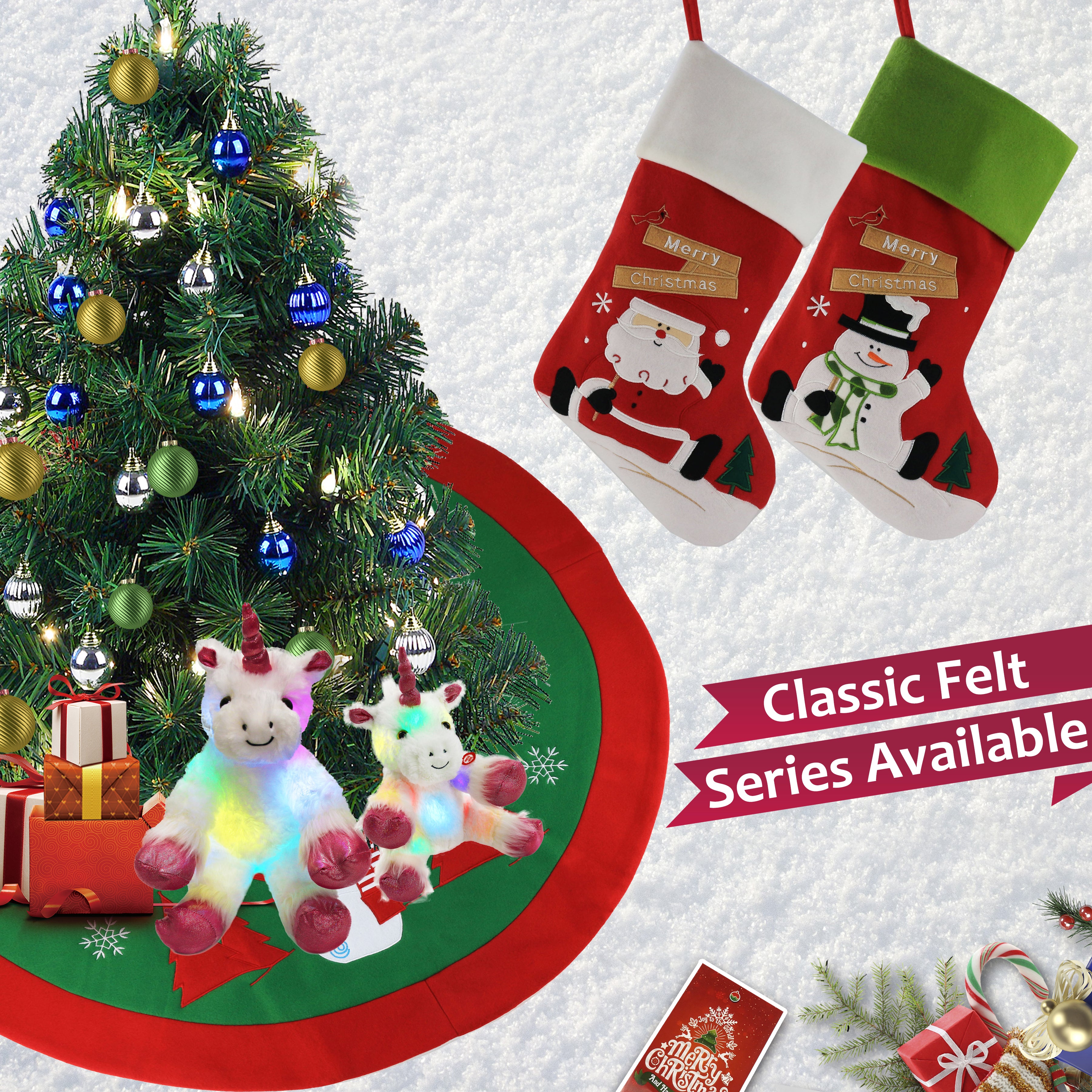Classic Christmas Stockings Set of 2 Santa, Snowman, 17 inch (Style 1) - Glow Guards