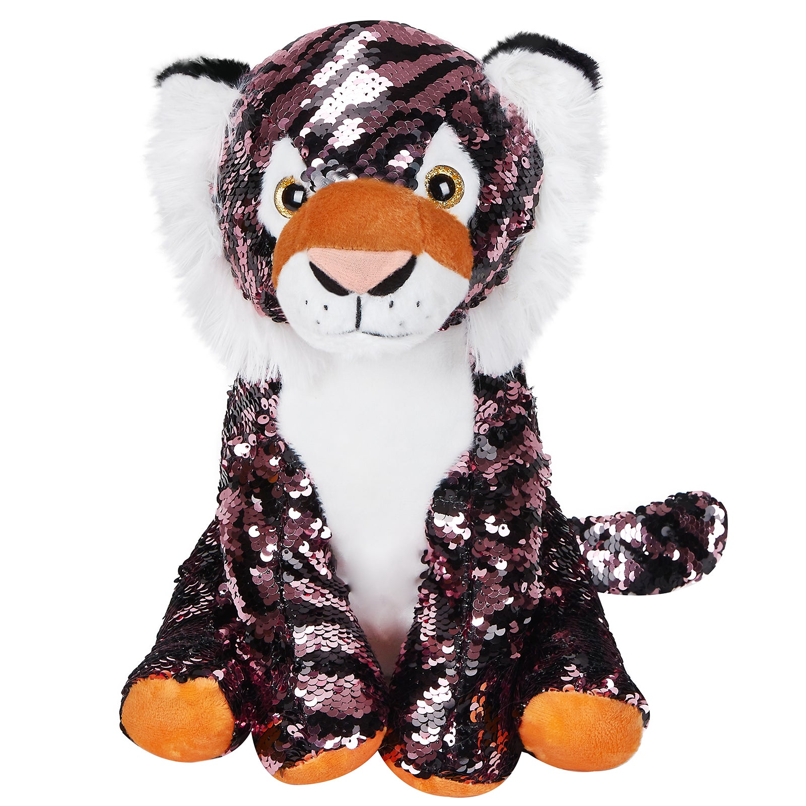 Athoinsu 12'' Sequin Tiger Plush Toy Stuffed Animal - Glow Guards