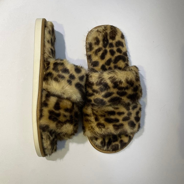Women's Tie-dye Leopard Print Cross Band Soft Plush Fleece House Indoor or Outdoor Slippers