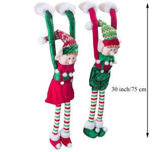 flexible Christmas elves dolls on doorknot decor, 2pc, 30'' | Bstaofy - Glow Guards