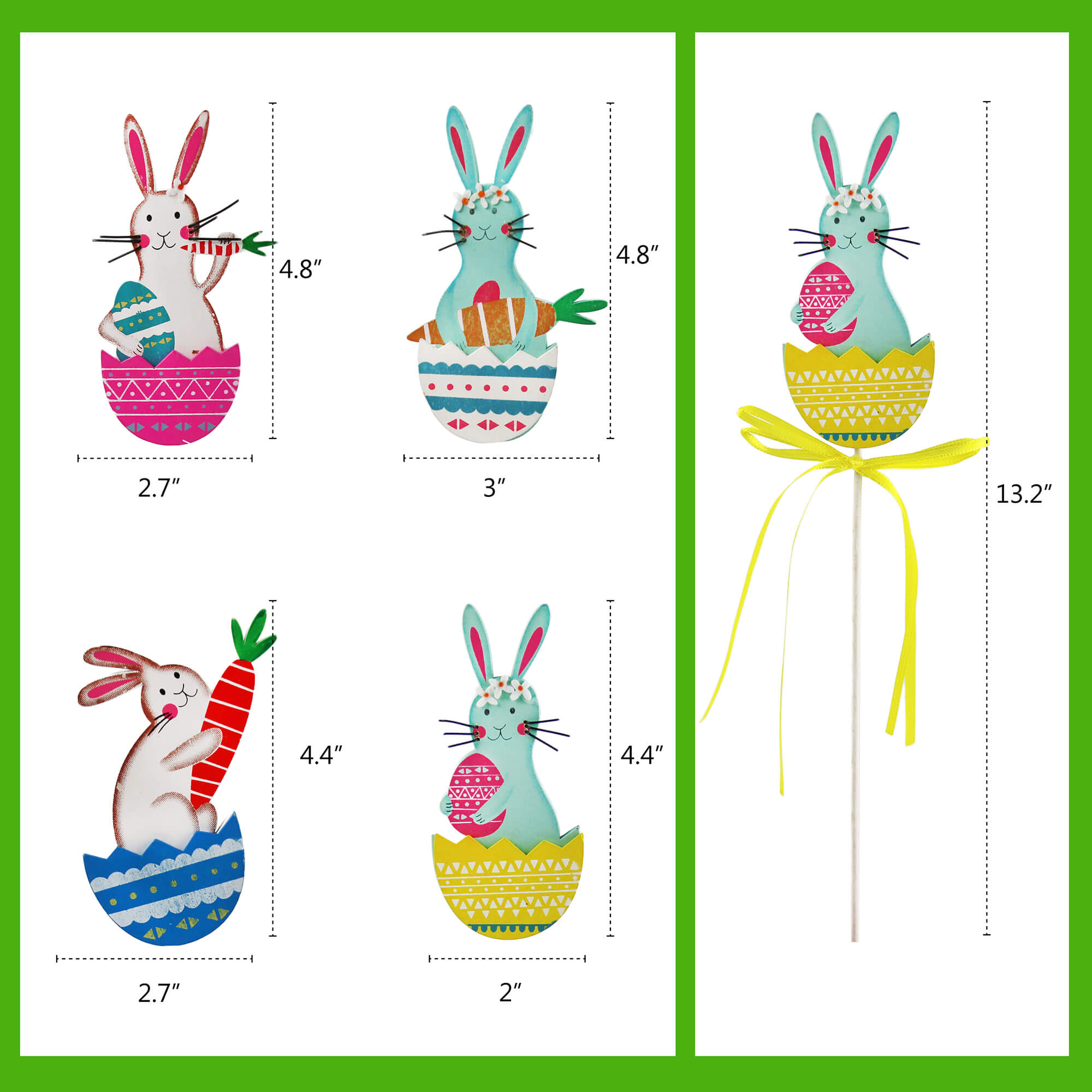 Easter garden plant picks wooden stakes decorations, 8pcs | Bstaofy - Glow Guards